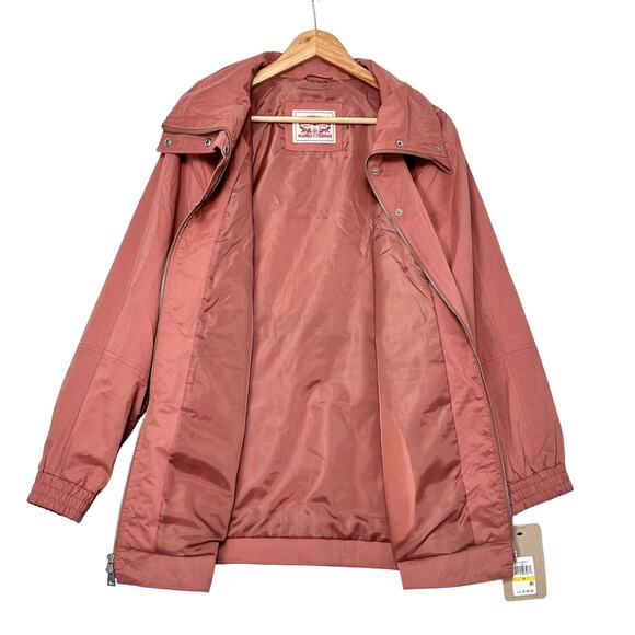 Levis Cinch Waist Anorak Rain Jacket Pink Mahogany Sz M Full Zip Long Sleeves - Picture 8 of 12